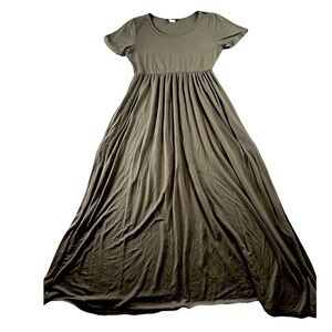 Women's MRT Dress Large Olive Green Rayon Stretch Pockets Casual